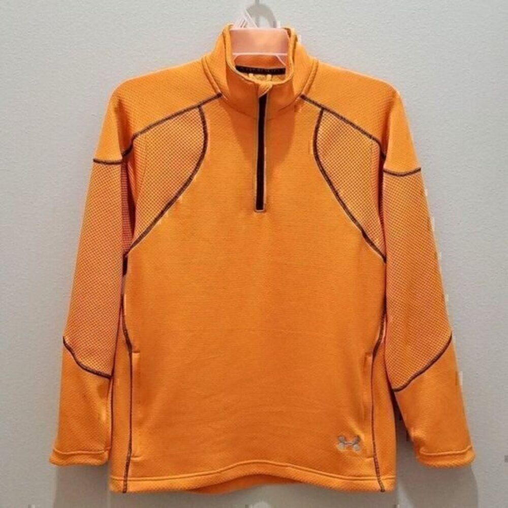 Under Armour Orange Long Sleeve Zip Up  Pull Over  Shirt M